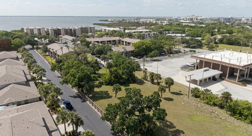 Aerial view of the Indian River Lagoon waterfront on the Space Coast